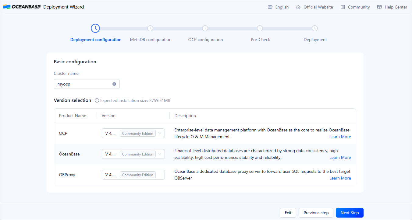 Deployment configuration