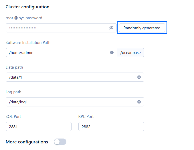 Cluster configuration
