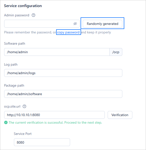 Service configuration