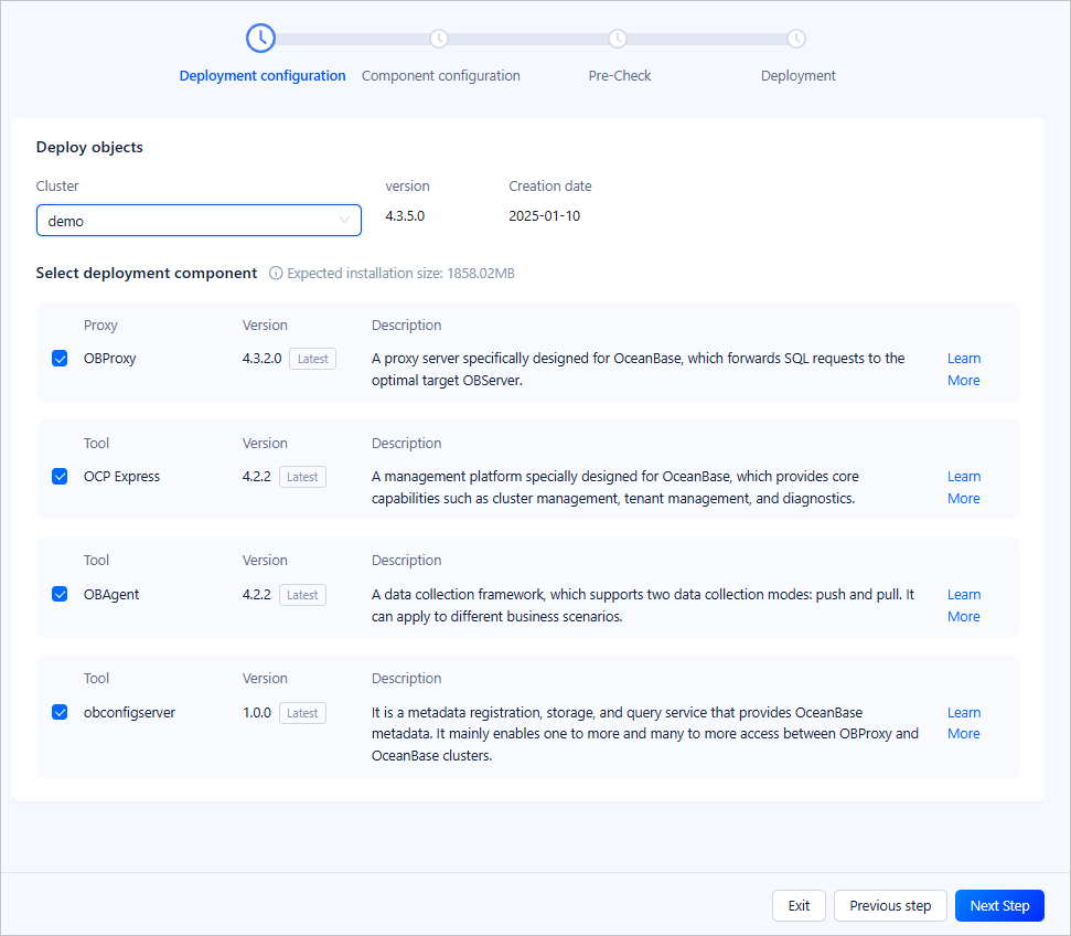 Deployment configuration