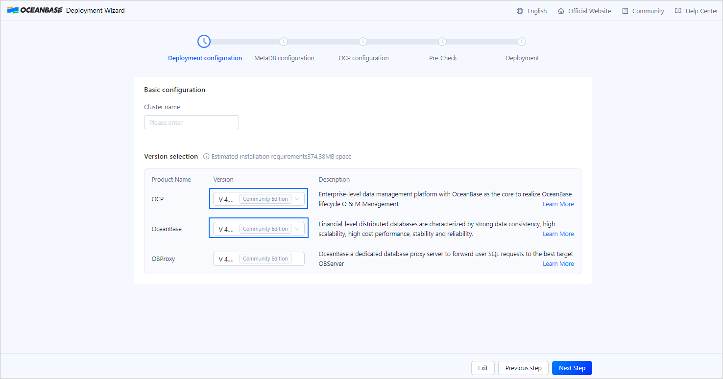Deployment configuration