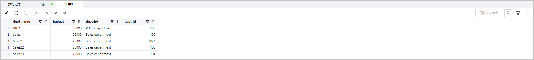 SQL 窗口-结果页签