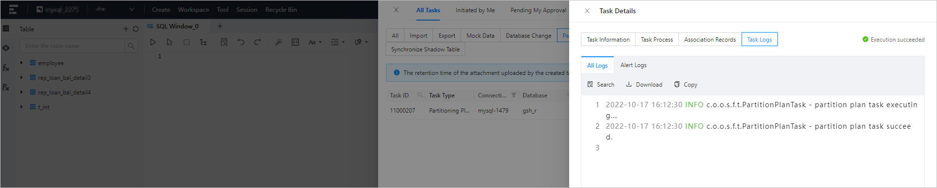 Partitioning plan view task logs 5