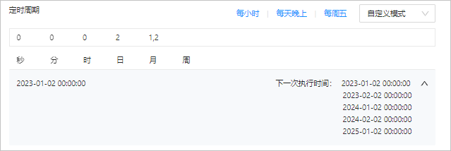 SQLスケジュール-定期実行サイクル カスタムモード5