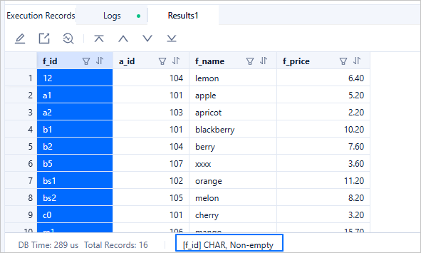 View column properties